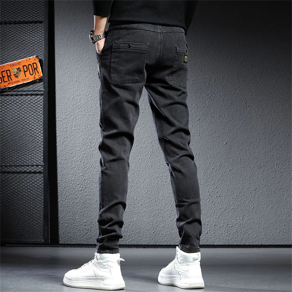 Spring Summer Black Gray Cargo Jeans Men Streetwear Denim Jogger Baggy Pants Men