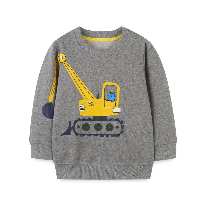 Little Maven Baby Boys Sweatshirts Excavator Embroidery Infants Sweatshirts