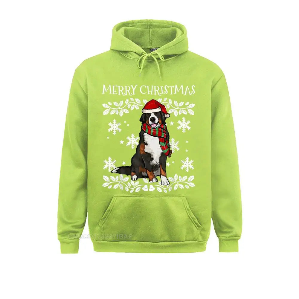 Merry Christmas Ornament Bernese Mountain Dog Xmas Santa Pullover Hoodies