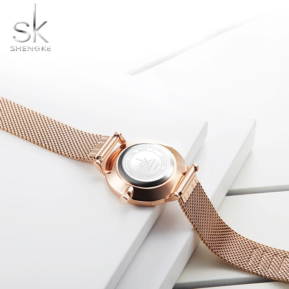 Shengke New Creative Women Watches Luxury Rosegold Quartz Ladies