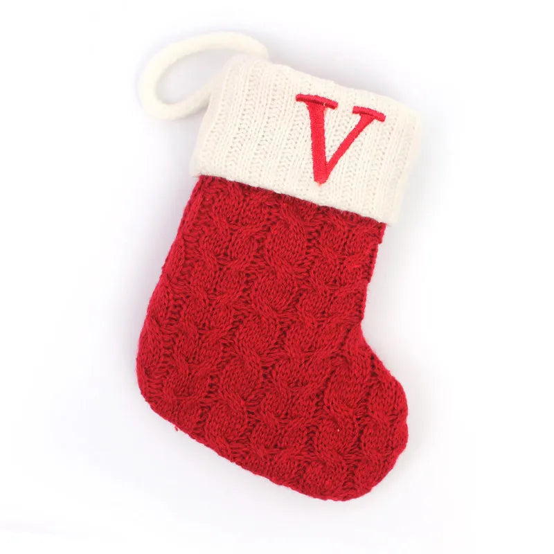 Letters Christmas Stocking New Knitting Christmas Tree Pendant Decorations