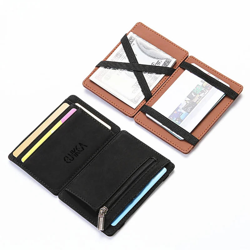 Ultra Thin Mini Wallet Men's Small Wallet Business PU Leather Magic Wallets