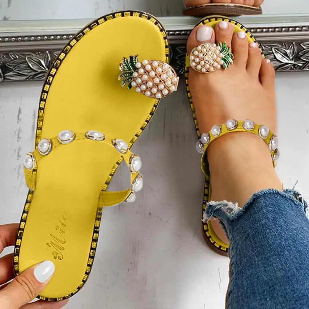 Ladies Sandals Summer New Casual Slipper Women PearlFlat Bohemian Style