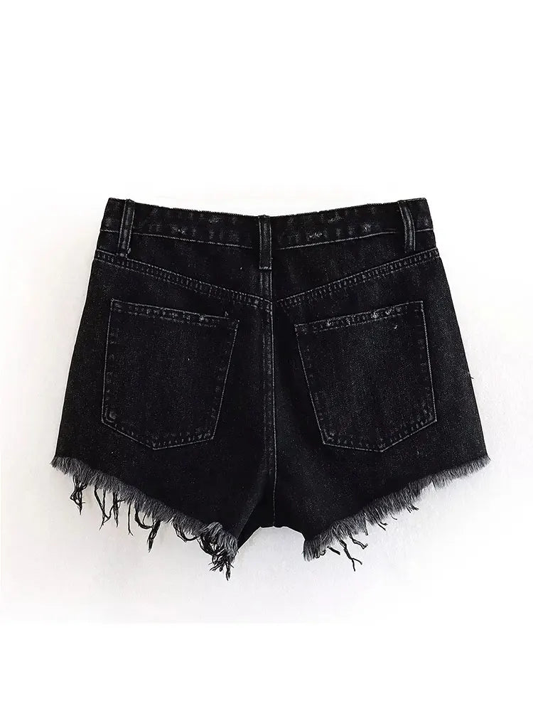 Summer Denim Shorts for Women Black Jeans Shorts Women Distressed Short