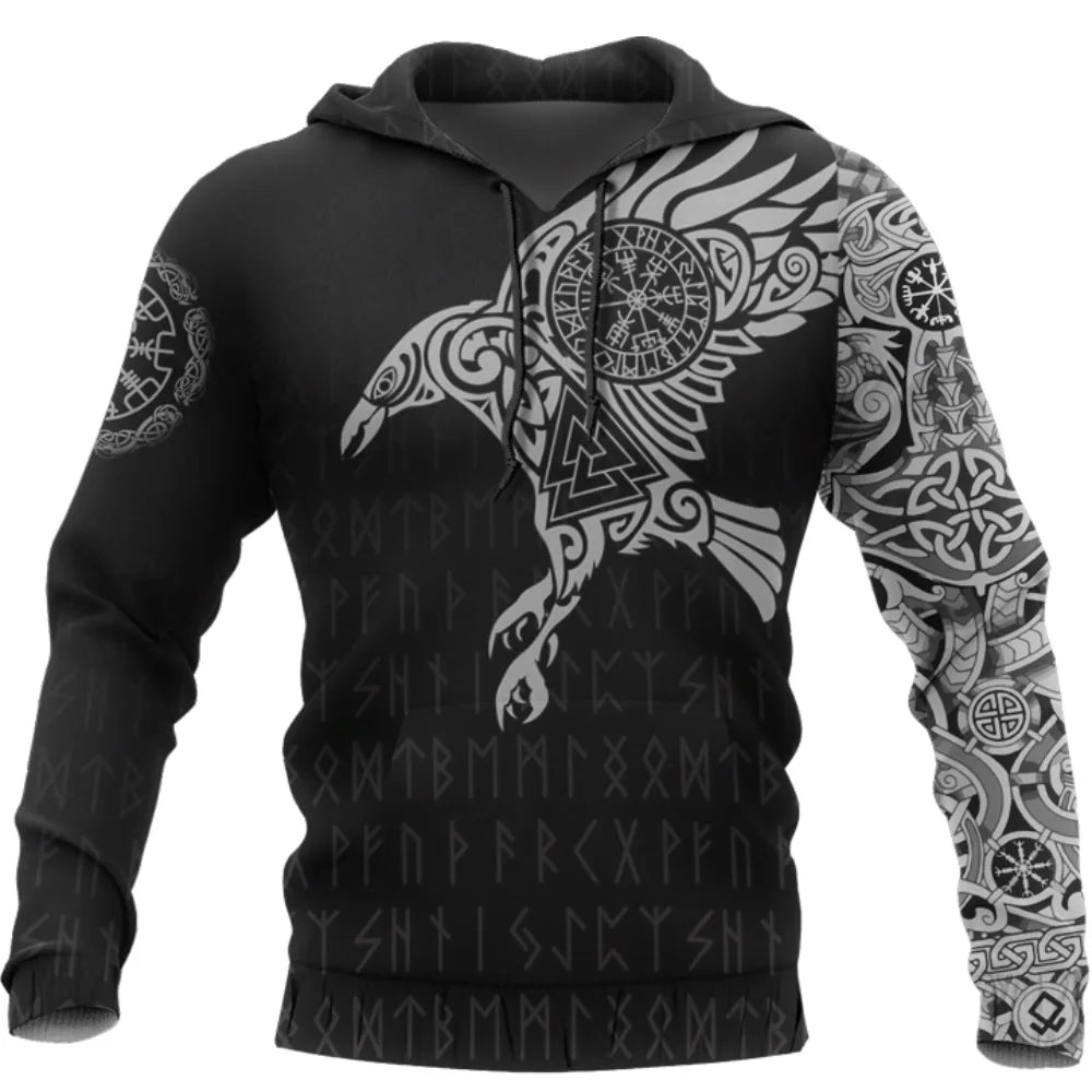 Raven of Tattoo 3D Printed Men Hoodies Retro Harajuku Fashion Hooded Sweatshirt