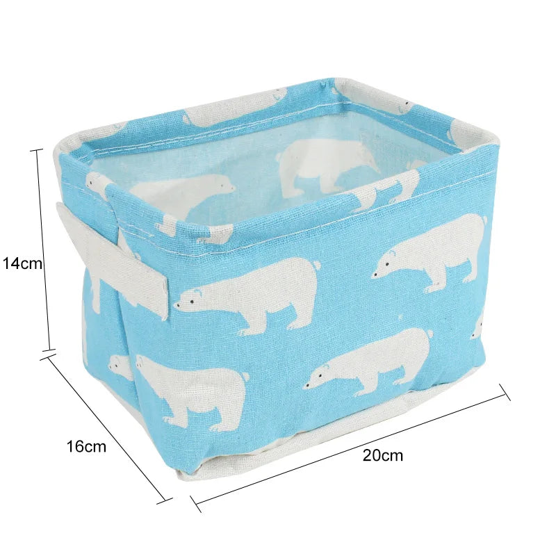 Linen Desktop Storage Box Waterproof Toy Sundries Storage Basket Cosmetic