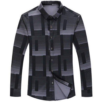 2022 New Long Sleeve Men Formal Social Shirt Streetwear Casual Striped Shirts