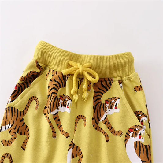 Jumping Meters Summer Tigers Print Boys Shorts Drawstring Cotton