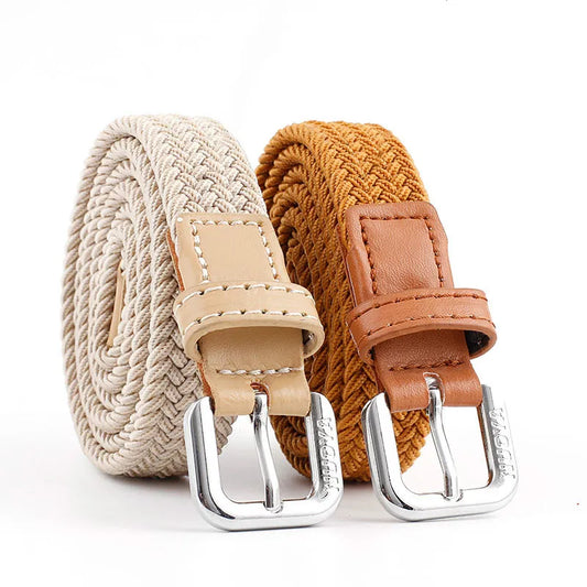 Casual Kids Belt Woven Stretch Solid Color Men's Fashion Knit Pin Buckle