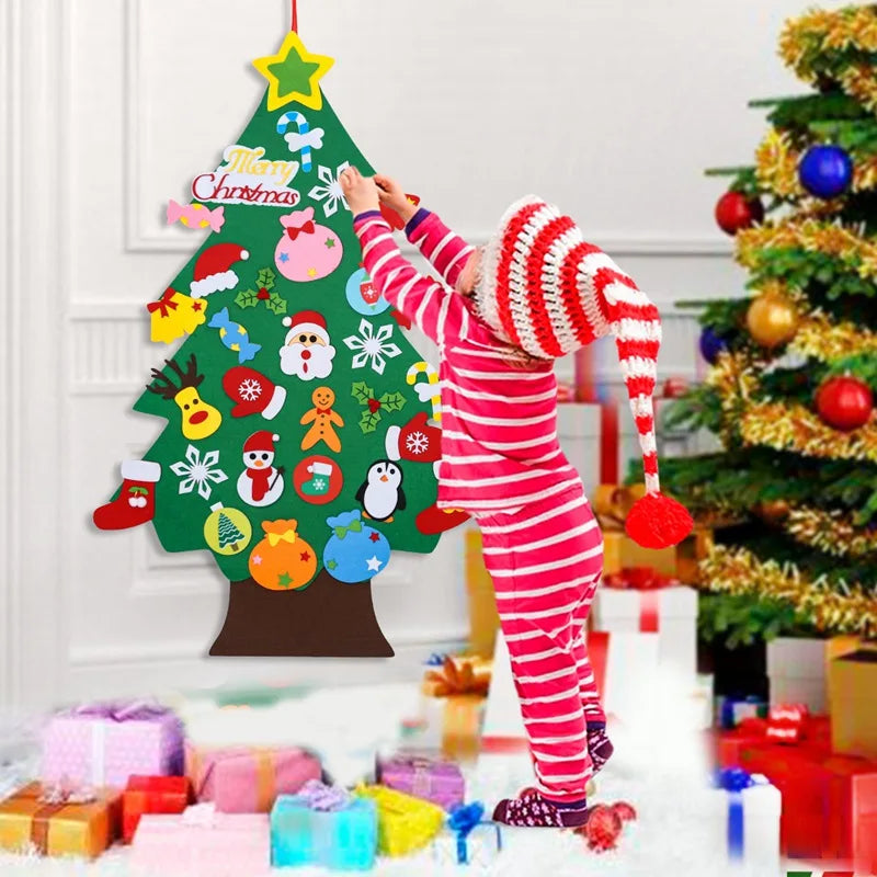 Kids DIY Felt Christmas Tree Merry Christmas Decorations for Home 2024