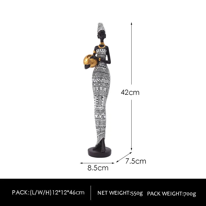 African Woman Figurines for Interior Decoration, Creative Decorative Sculptures