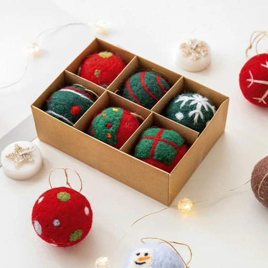 Wool Felt Christmas Tree Decoration Ball, Small Pendant Baubles, Christmas Tree