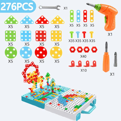 Kids Drill Screw Nut Puzzles Toys Pretend Play Tool Drill Disassembly Assembly