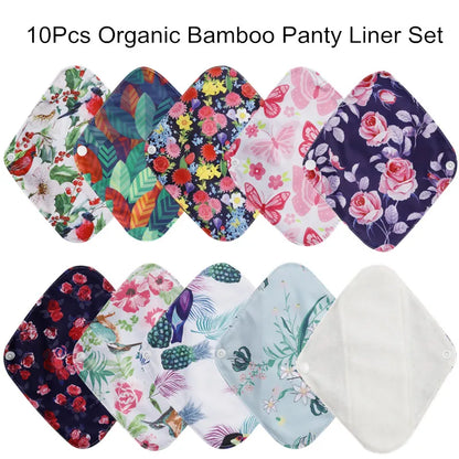 [10Pcs Reusable Pads Bamboo Charcoal Pads Sanitary Pads Washable Panty