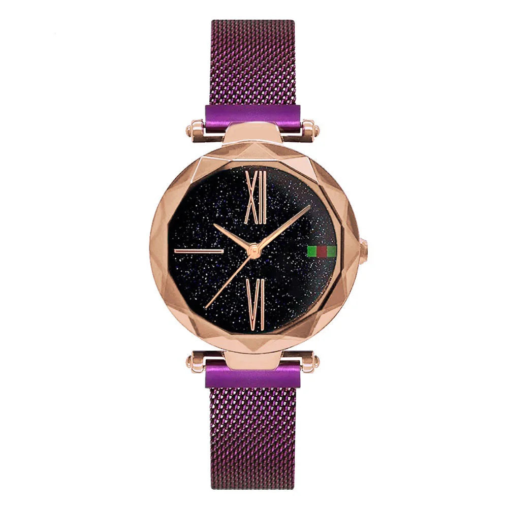 Luxury Rose Gold Women Watches Minimalism Starry Sky