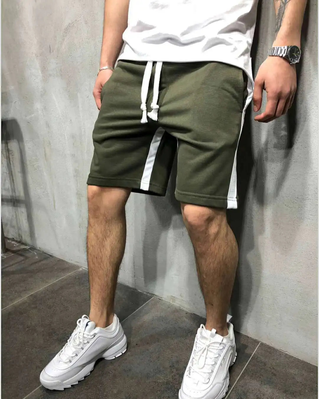 Wholesale Sport Jogger Shorts  Patchwork Stripe Side Casual Mens Shorts Half