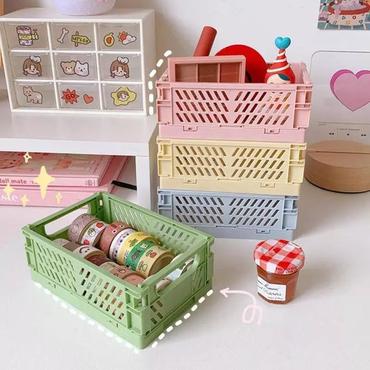 Crate Storage Box Plastic Storage Container Collapsible Basket Home Storage