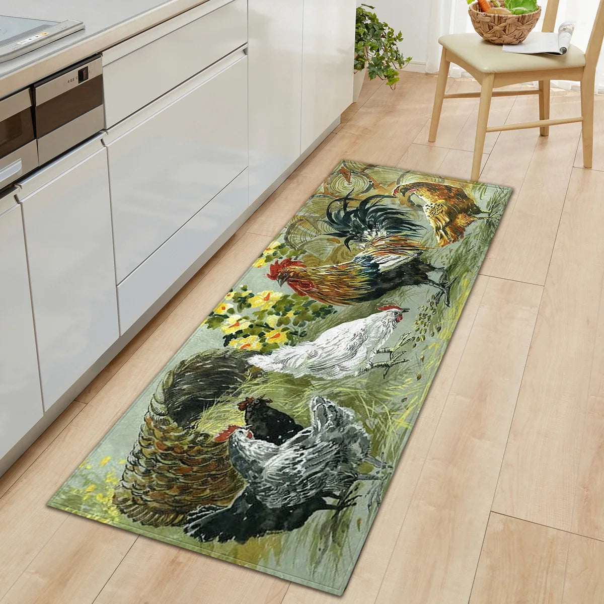 WUJIE Rooster Kitchen Mat Non-Slip Carpet Indoor Outdoor Rug Floor Mats