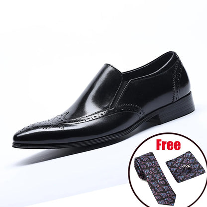 Genuine Leather Men Brogue Business Wedding Banquet Shoes Casual Flat Shoes