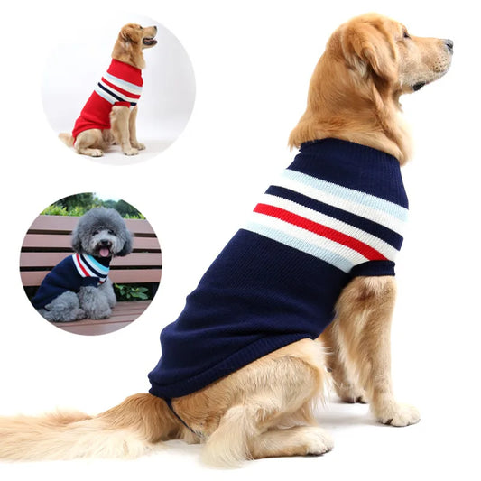 Stripe Big Dog Sweater Winter Warm Pet Clothes for Small Large Dog Pets Clothing