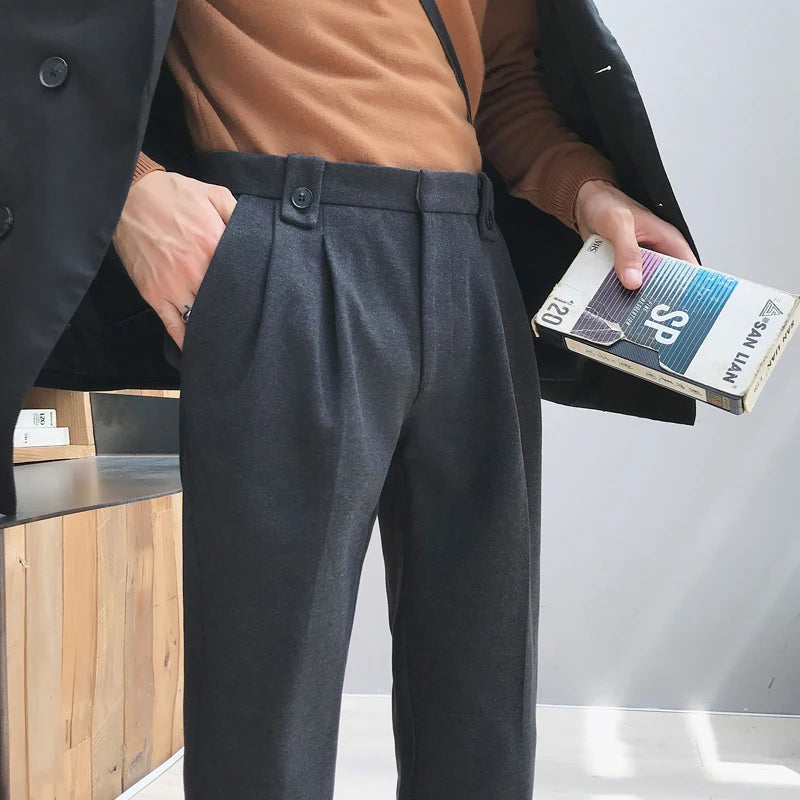 Autumn Winter Woolen Business Dress Pants