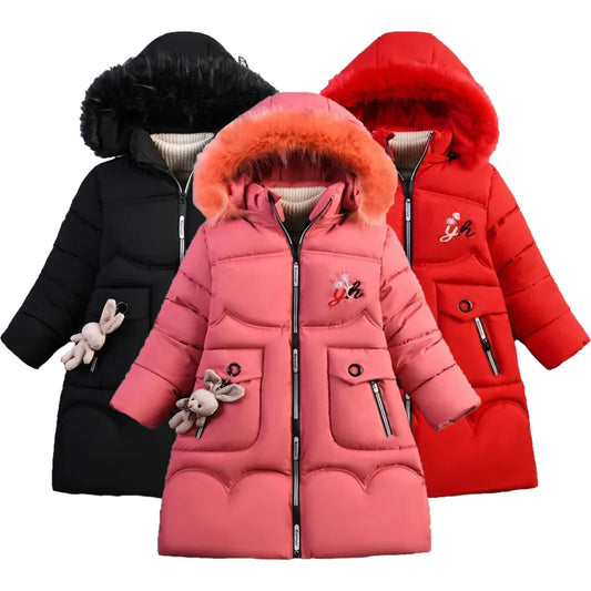 4 Color Big Size Winter Keep Warm Long Style Girls Jacket Teenage Thick Heavy