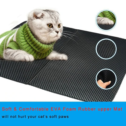 CAWAYI KENNEL Waterproof Double-Layer Non-Slip Cat Litter Catcher Mat Household