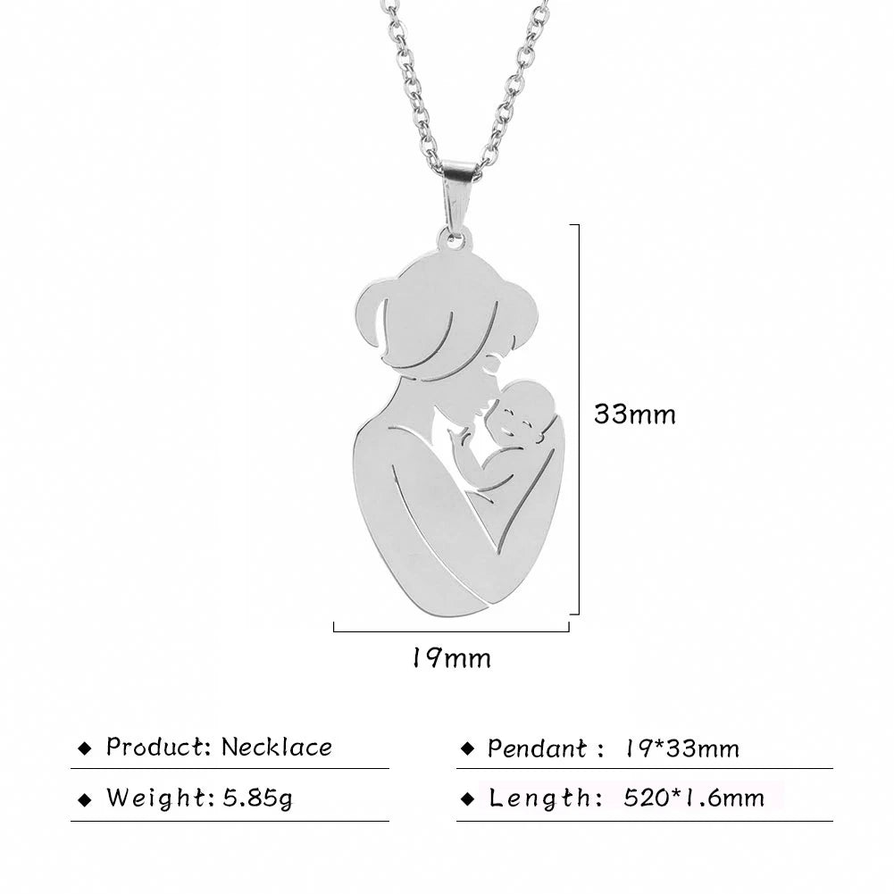 Fishhook Baby Mom Necklace for Women Men Dad Family Father Mother Day Child Kid