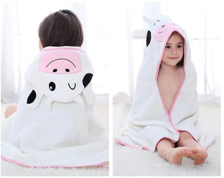 Baby Animal Cartoon Hooded Towel Beach Bath Robes Soft Children Poncho Towels