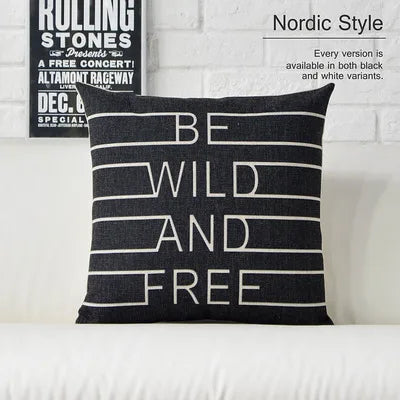 Black White Deer Pillow Nordic Geometric Pillow Cushion Linen  Sofa Cushions