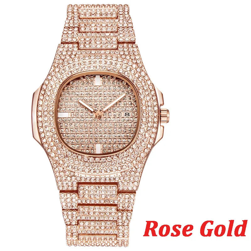 TOPGRILLZ Brand Iced Watch Quartz Gold Color HIP HOP Watches With Micropave