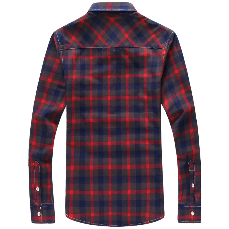 5XL Plaid Shirts Men Checkered Shirt Brand Button Down Long Sleeve