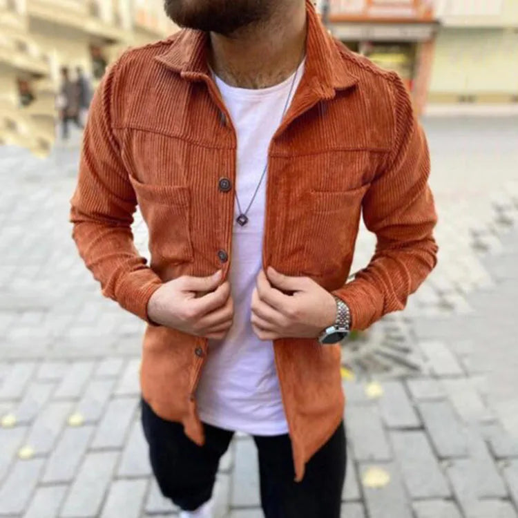 Streetwear Corduroy Mens Shirts for Men Clothing Harajuku Fashion Casual Shirt