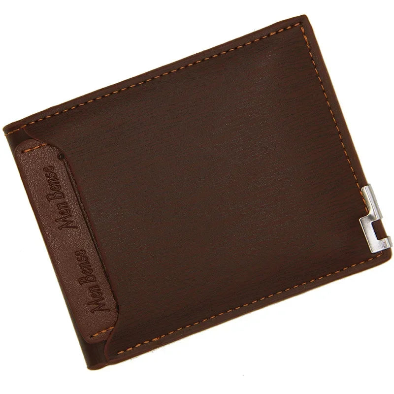 New Men's Short Wallet Multifunction Fashion Iron Credit Card Holders Pu Money