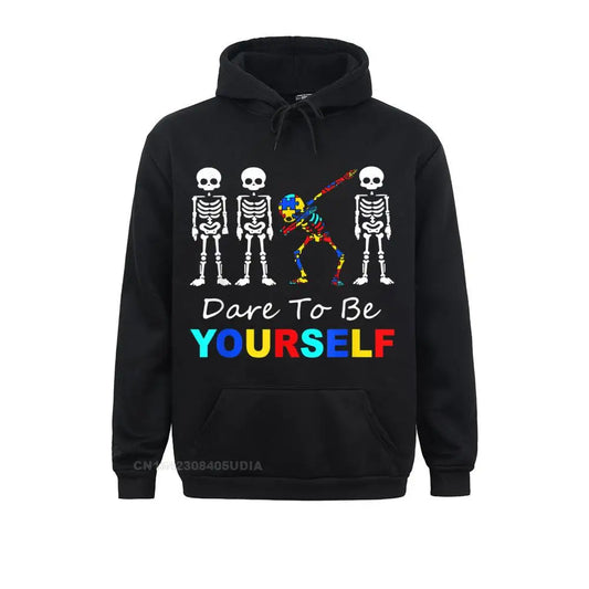 Long Sleeve Hoodies Skeleton Dabbing Dare to Be Yourself Hoodie