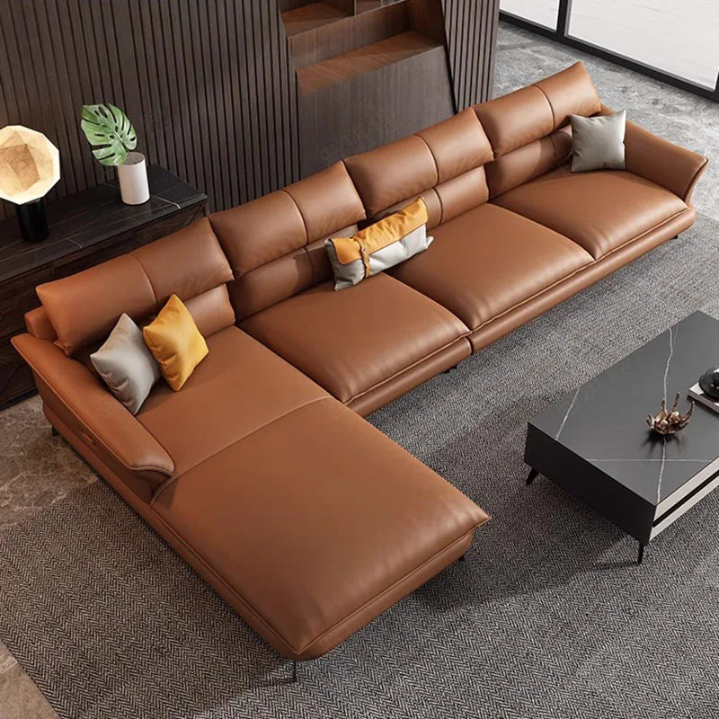 Relaxing Simple Fancy Sofas Living Room Nordic Leather Recliner Puffs Sofa