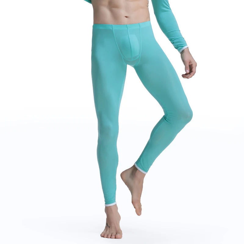 CLEVER-MENMODE Sheer Men's Ice Silk Long Johns Pants Elastic Underwear