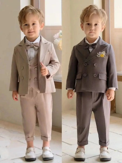 Boys Formal Khaki Tuxedo Dress Birthday Gift Set Costume