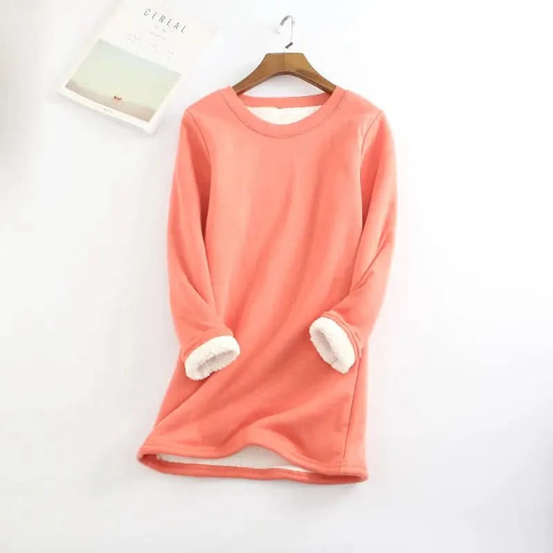 Winter Plus Velvet Long Sleeve Shirt Women Warm Thick T Shirt