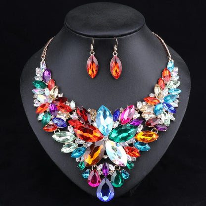 Fashion Crystal Jewelry Sets Bridal Necklace Earrings Sets Wedding Party