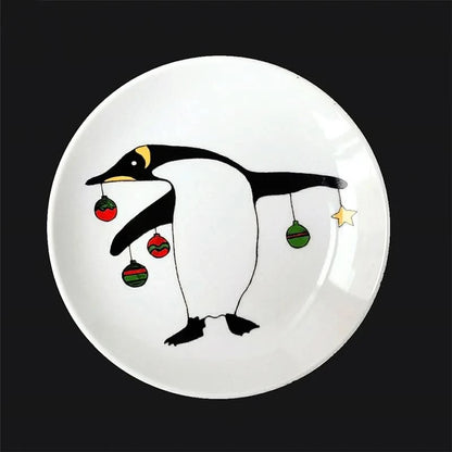 Ceramic Christmas Plate Household Reindeer Dessert Children's Meal Small Cute