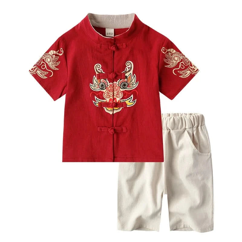 Chinese Kids Clothing Girls Boy Summer Tang Dynasty Suit Hanfu Kids