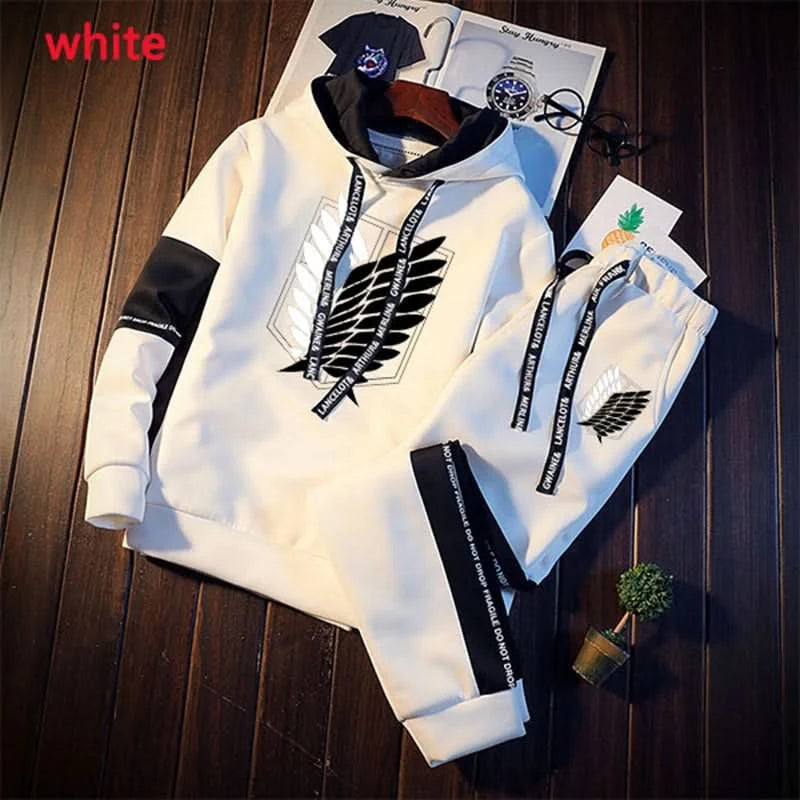 Casual Men Clothes Streetwear 2 Pieces Set Printed Tracksuit Mens Pullover