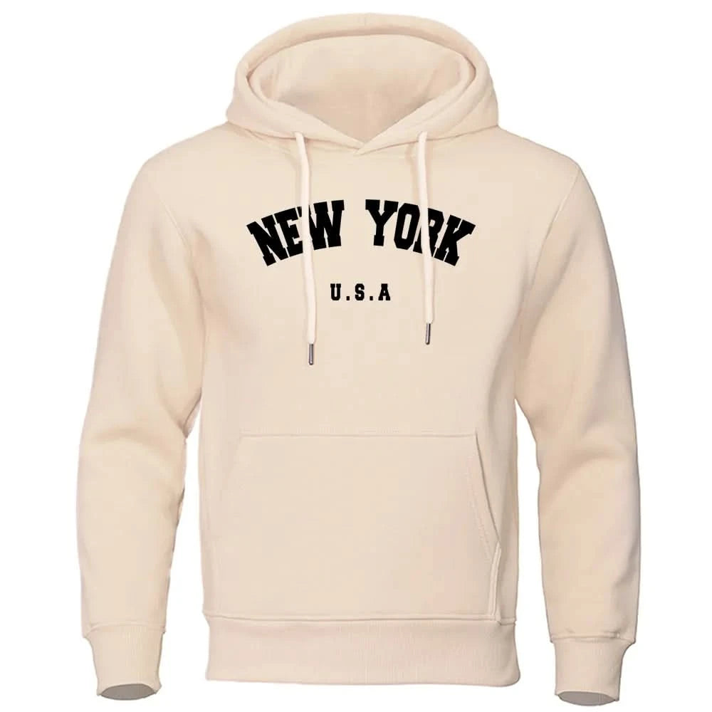 U.S.A NEW YORK City Printed Sweatshirt Fleece Pullovers Oversized Men Hoodies