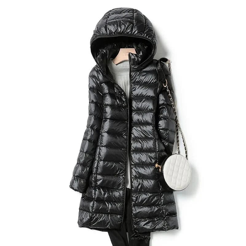 Winter Jackets Womens Duck Down Jackets Long Ultra Light Thin Puffer Jacket