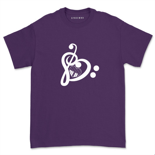 Music Therapy Heart Shirt Piano Music Note Casual Short Sleeve Tops Tee