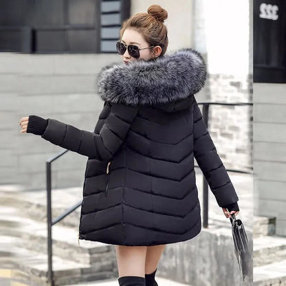 Women's Down Jacket Winter Hooded Thick Cotton Padded Long Coat