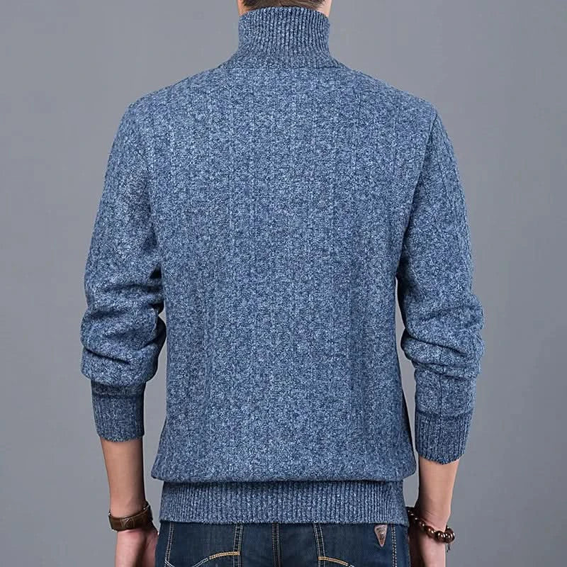 New Winter Men's Sweater Casual Pullover Stand Collar Knitted Half Zip Sweater