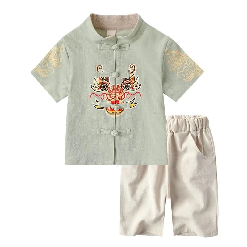 Chinese Kids Clothing Girls Boy Summer Tang Dynasty Suit Hanfu Kids