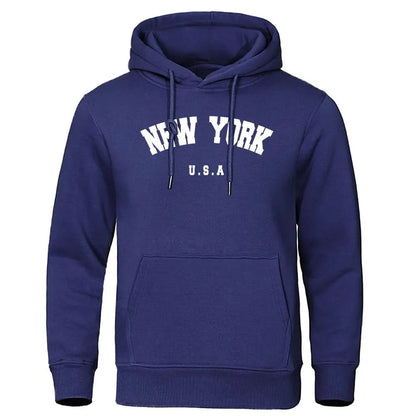 U.S.A NEW YORK City Printed Sweatshirt Fleece Pullovers Oversized Men Hoodies